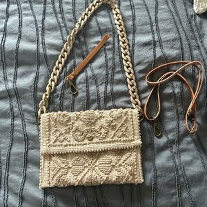 Elegant Cream Crochet Shoulder Bag